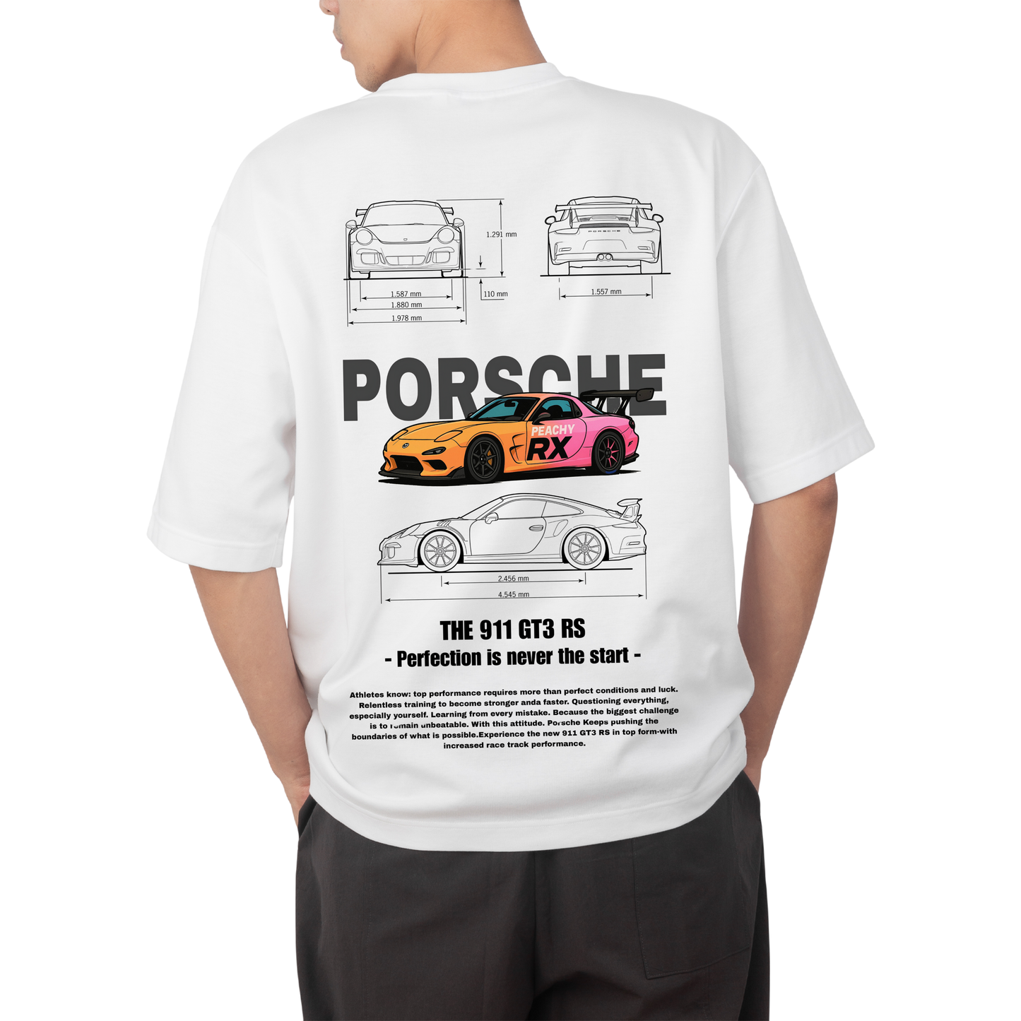 Orange Pink PORSCHE - Oversized T-Shirt 180 GSM